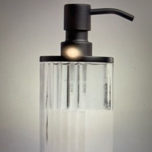 *NEW* Crate & Barrel Glass Soap Dispenser with Black Metal Pump